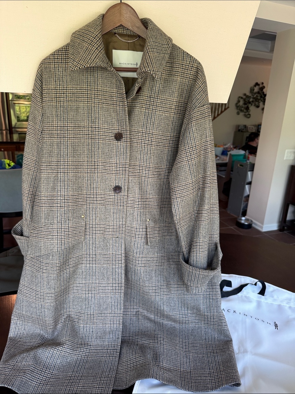 MACKINTOSH Glen Plaid Trench Coat in Brown/Gray